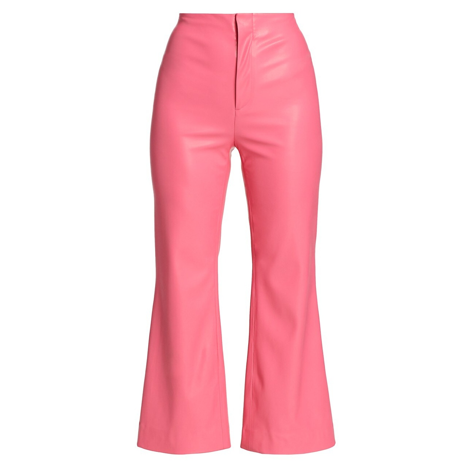 Alice + Olivia 'Lorinda' Pink Polyurethane Vegan Leather Flare Ankle Pants Size